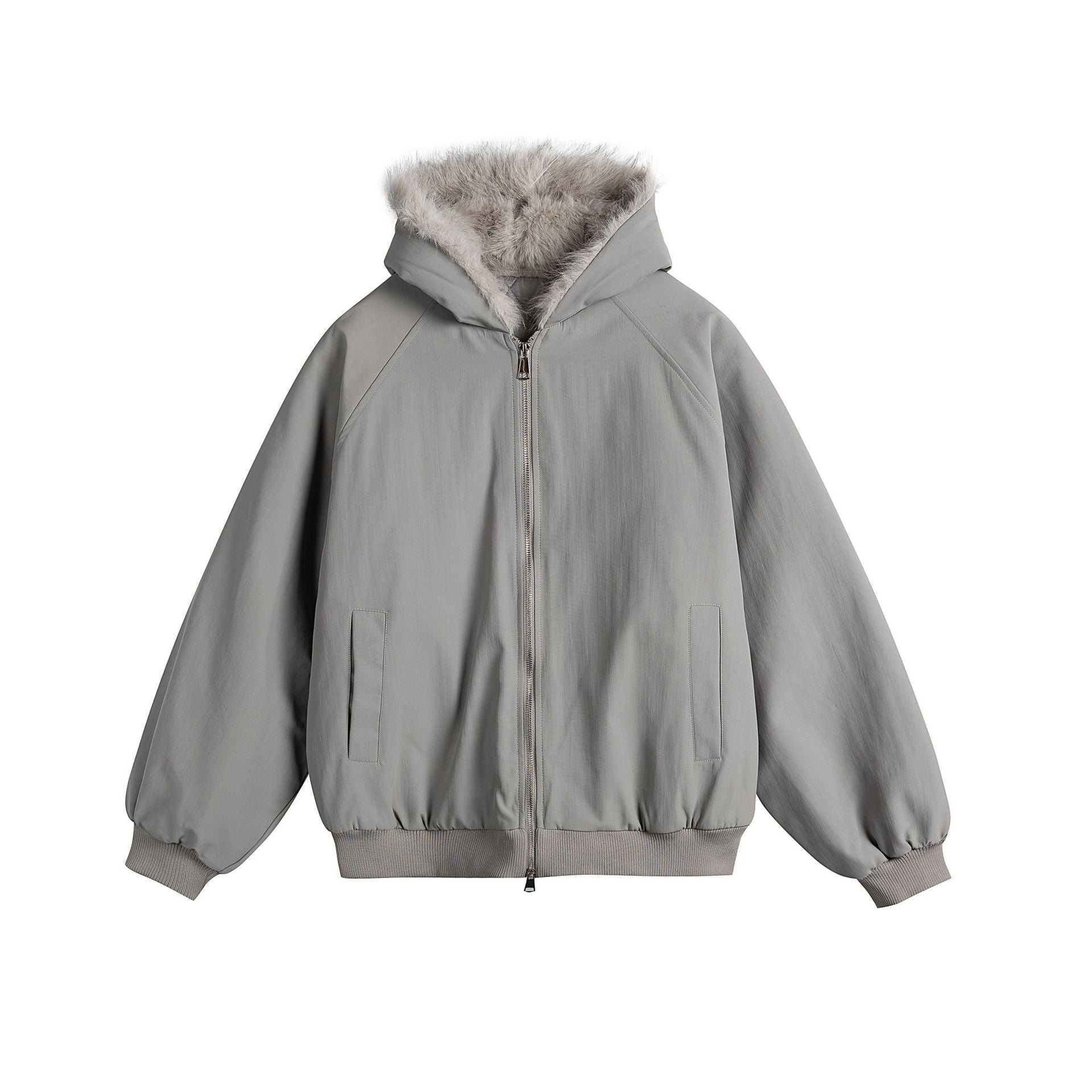 Cleanfit Fleece Hooded Cotton Coat with Zipper Closure and Stand-up Collar for Men and Women