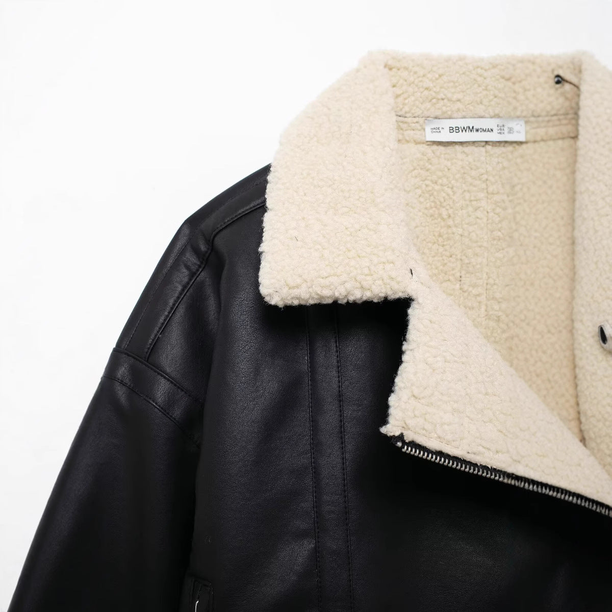 Casual style street lamb wool lapel jacket
