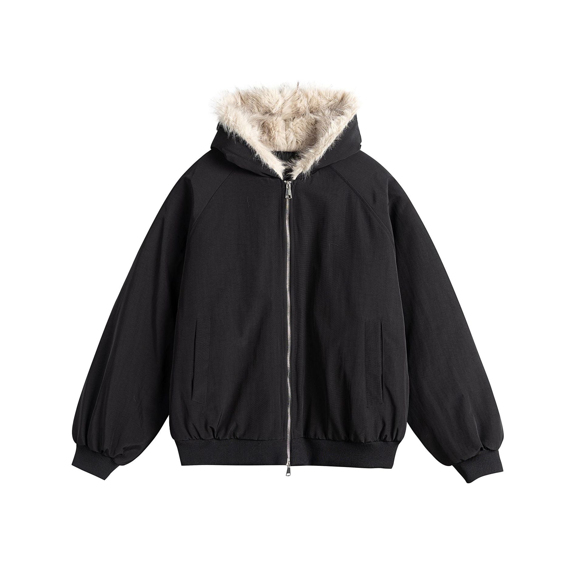 Cleanfit Fleece Hooded Cotton Coat with Zipper Closure and Stand-up Collar for Men and Women