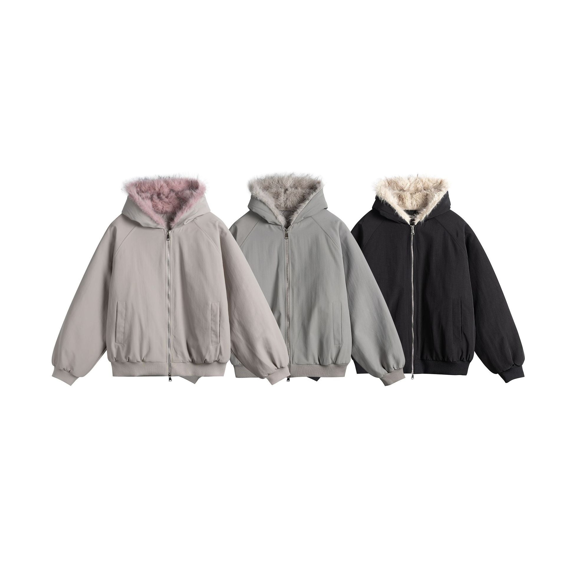 Cleanfit Fleece Hooded Cotton Coat with Zipper Closure and Stand-up Collar for Men and Women