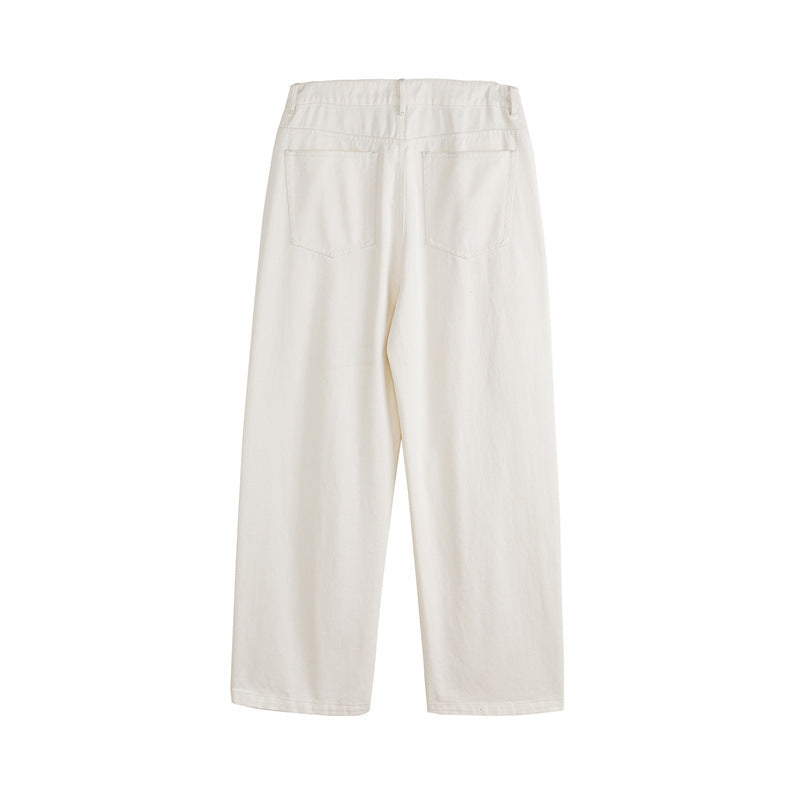 Solid Color Straight Leg Regular Waist Button  Casual  Regular Fit