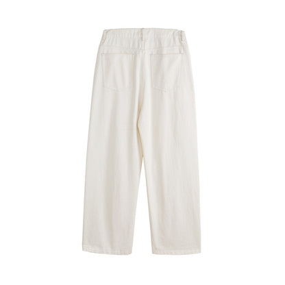 Solid Color Straight Leg Regular Waist Button  Casual  Regular Fit