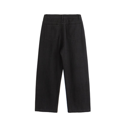 Solid Color Straight Leg Regular Waist Button  Casual  Regular Fit