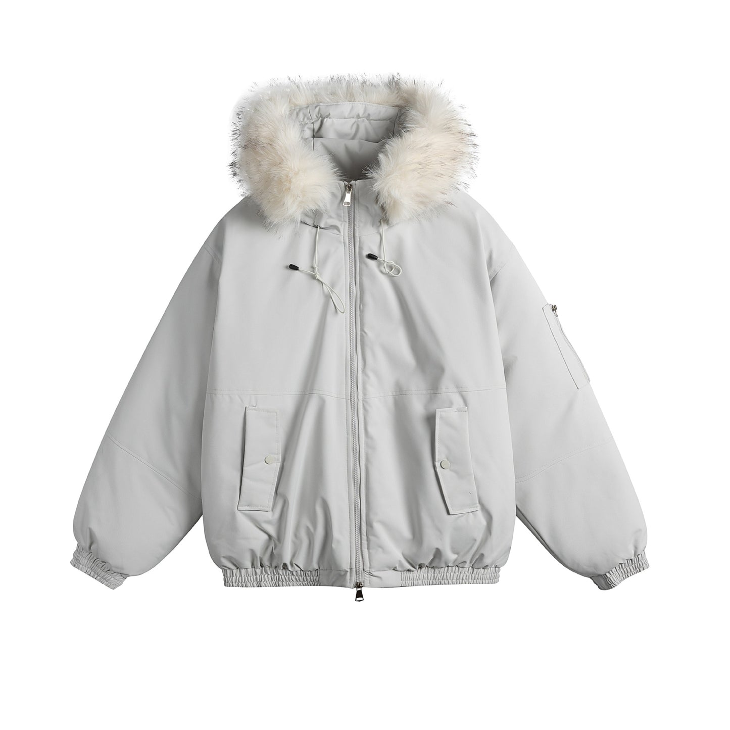Removable Fur Collar Hooded Thickened Warm Parka Jacket