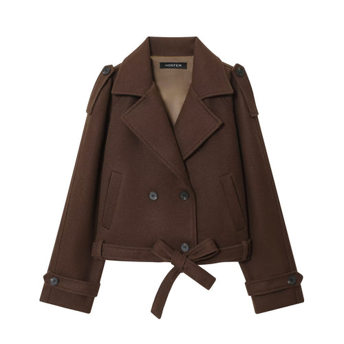 Long sleeved buttoned lapel jacket for women